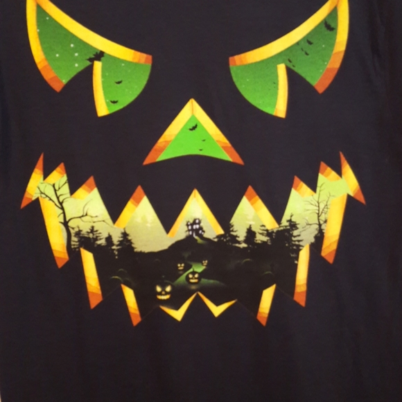 Black Scary Face Shirt Men M Halloween - Picture 2 of 2